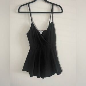 Rue21 Black Eyelet Romper Slip Dress Spaghetti Straps Coquette Size Large